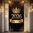 thumbnail image 1 of Golden New Year Banner Jeweled Crown 2026 Display Sparkling Stars Black Background Crown Backdrop for New Year Party Holiday Celebration Indoor Decoration, 1 of 9