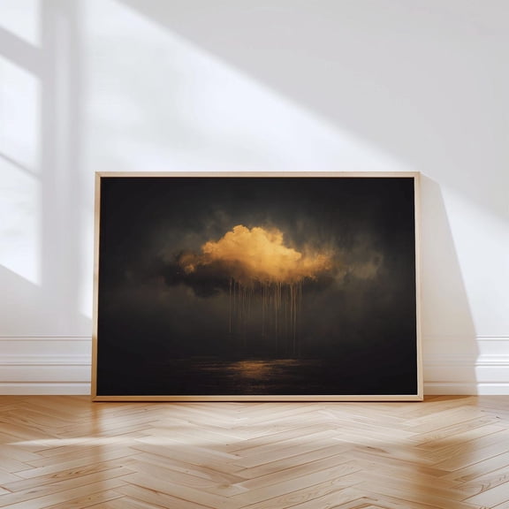 Golden Nimbus Black Gold Cloud Wall Art Modern Home Decor Unframed Paper Print