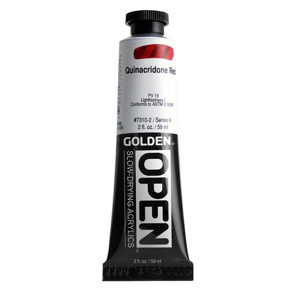 Golden Open Acrylics - Quinacridone Red, 2 oz Tube