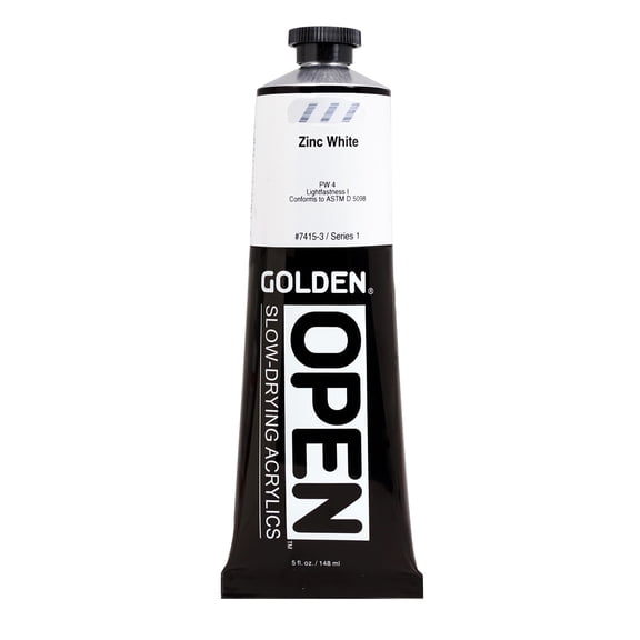 OPEN Slow-Drying Acrylics by GOLDEN, Zinc White, 5 fl oz. tube, Professional Acrylic Paint, Transparent