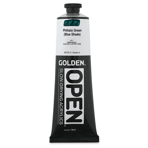 Golden OPEN Acrylic Color, 5 oz. Tube, Phthalo Green/ Blue Shade