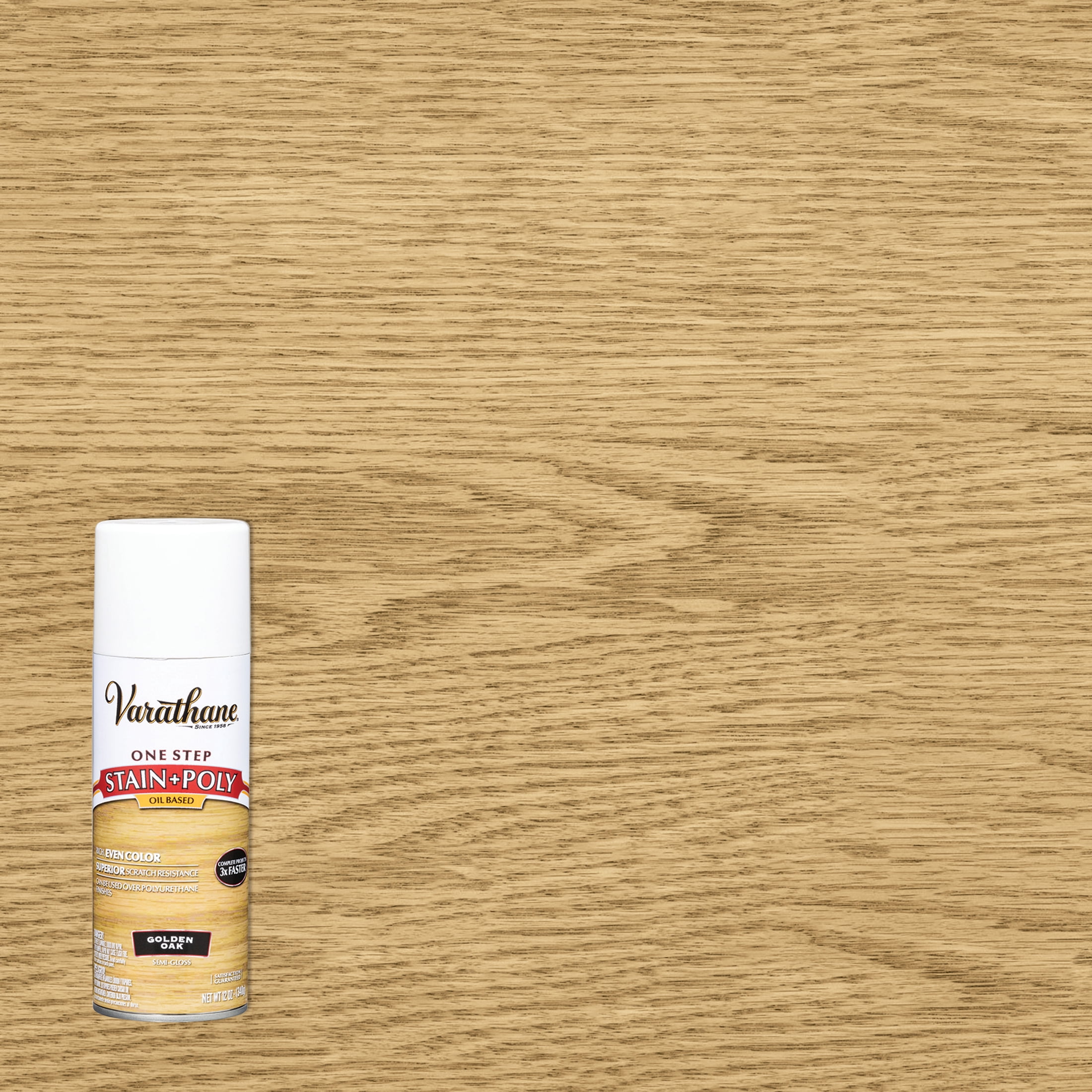 6 Pack, Golden Oak, Varathane Stain + Polyurethane Oil-Based, Semi-Gloss -243864, 12 oz Spray