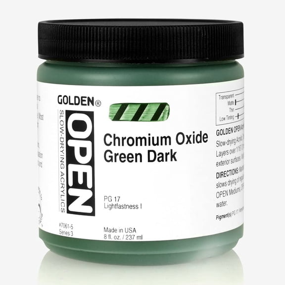 Golden Open Acrylic Paint, 8 oz, Chromium Oxide Green Dark