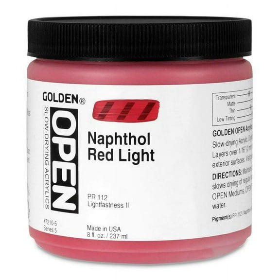 Golden Open Acrylic Paint, 8 oz, Naphthol Red Light