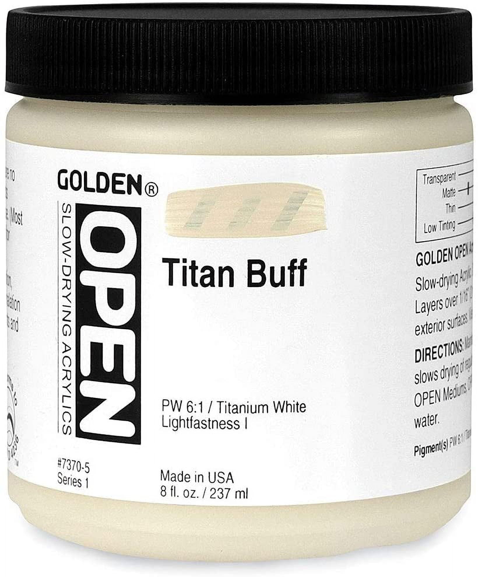 Golden Open Acrylic Paint, 8 oz, Titan Buff