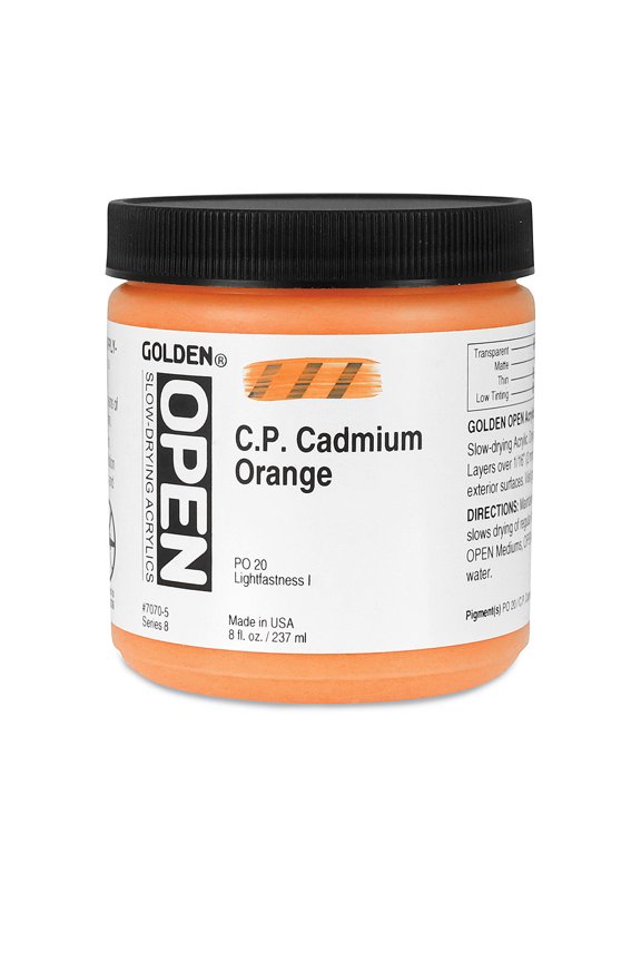 Open Acrylic Paint - Cadmium Orange, 8 oz