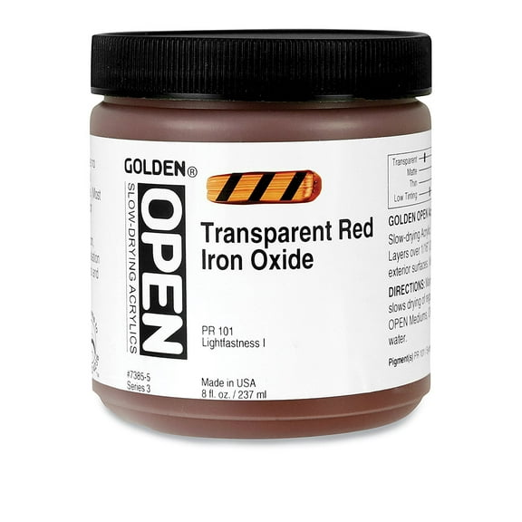 Golden Open Acrylic Paint - Transparent Red Iron Oxide, 8 oz