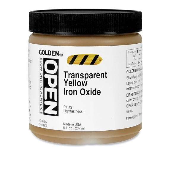 Golden Open Acrylics - Transparent Yellow Iron Oxide, 8 oz Jar
