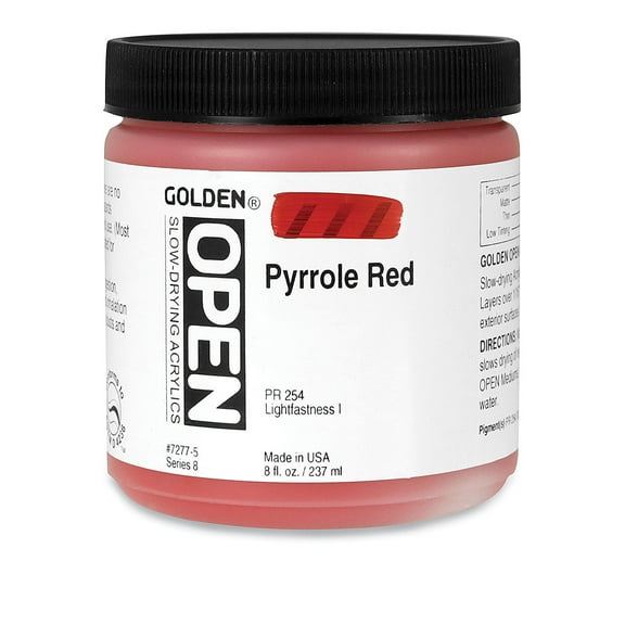 Golden Open Acrylics - Pyrrole Red, 8 oz Jar