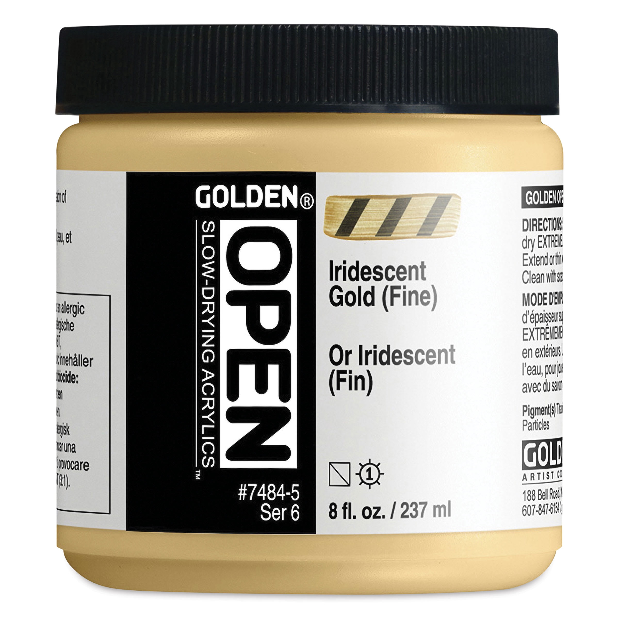 Golden Open Acrylics - Iridescent Gold (Fine), 8 oz Jar