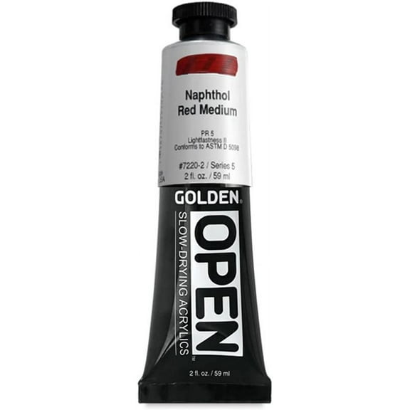 Golden Open Acrylics - Naphthol Red Medium, 2 oz Tube