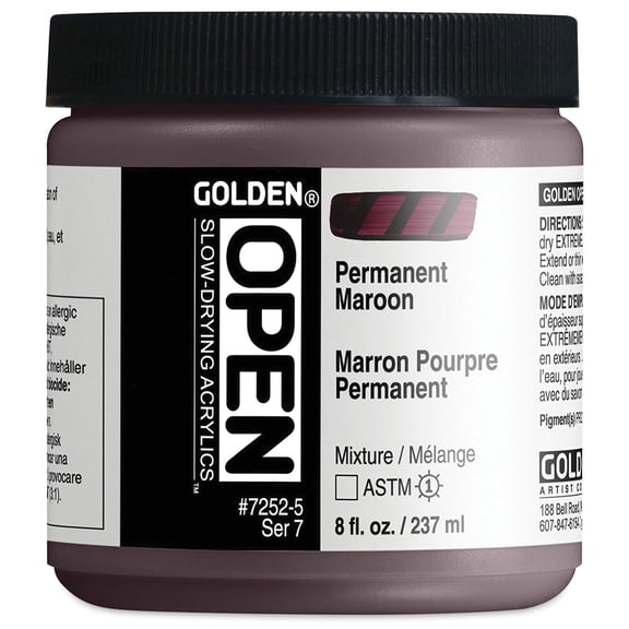 Golden Open Acrylics - Permanent Maroon, 8 oz Jar