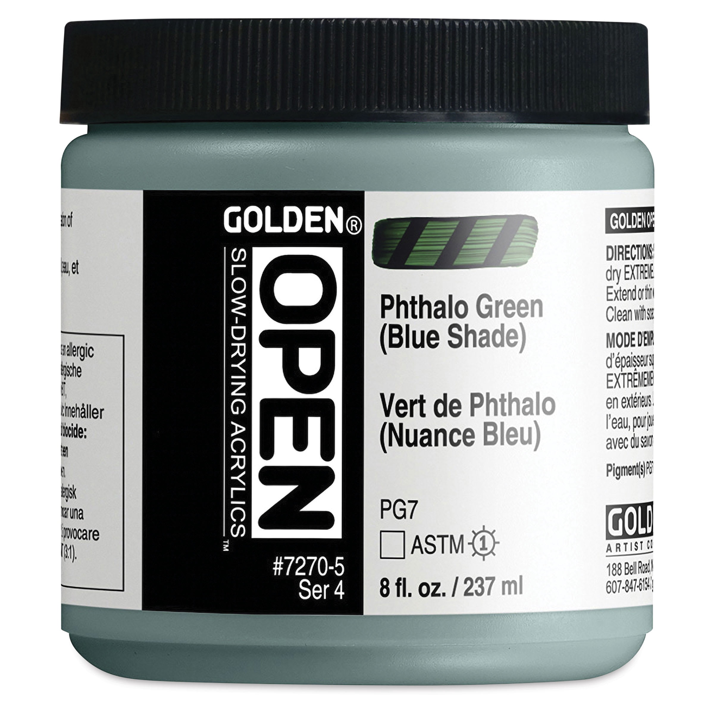 Golden Open Acrylics - Phthalo Green (Blue Shade), 8 oz Jar