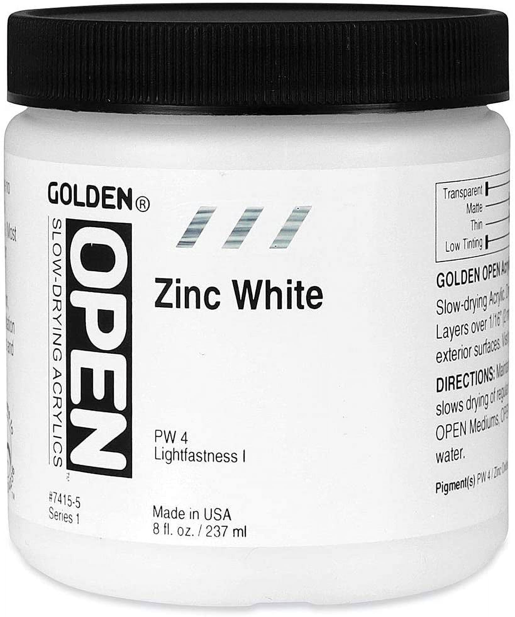 Golden Open Acrylics - Zinc White, 8 oz Jar
