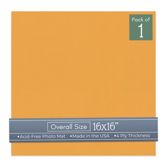 Golden Orange 16x16 Uncut Art Mat Board - No Opening - 1 Mat
