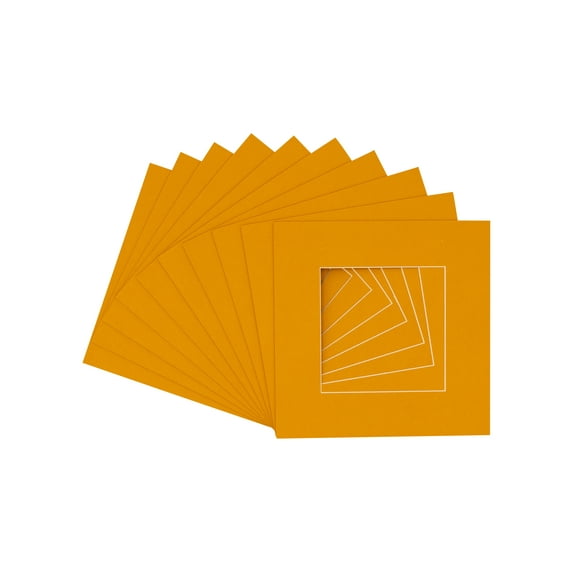 Golden Orange Acid Free 7x7 Square Picture Frame Mat with White Core Bevel Cut for 5x5 Pictures -