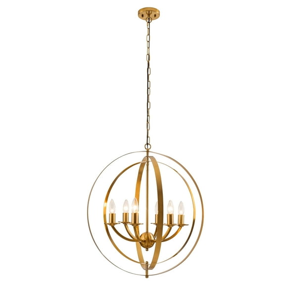 Golden Orb Chandeliers,Gold Pendant Lights for Kitchen Island, Adjustable Orbits Ring Hanging Light, Farmhouse Ceiling lights for Dining Room Bedroom Foye