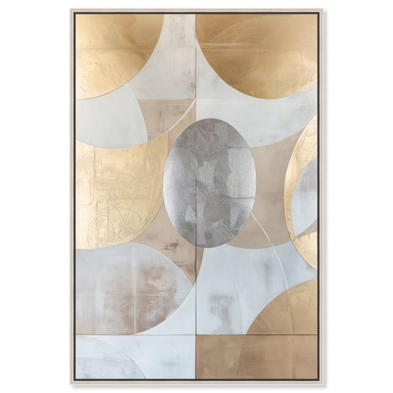 Golden Orb II Canvas Textured Digital Art by Art Remedy, Silver Frame, 30 x 45