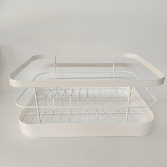 Golden Over-Sink Dish Drying Rack - Removable Basket & Cutlery Holder - ABS/Metal Drainer with Drip Tray - Space-Saving & Slip-Resistant