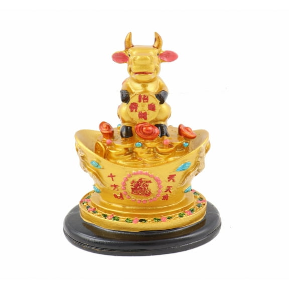 Golden Ox Statue on Big Ingot for Chinese Lunar Year Ox