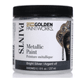thumbnail image 1 of GOLDEN PAINTWORKS Metallic Paint, 8 oz Jar, Bright Silver, Professional Acrylic Paint, Decorative, 1 of 2