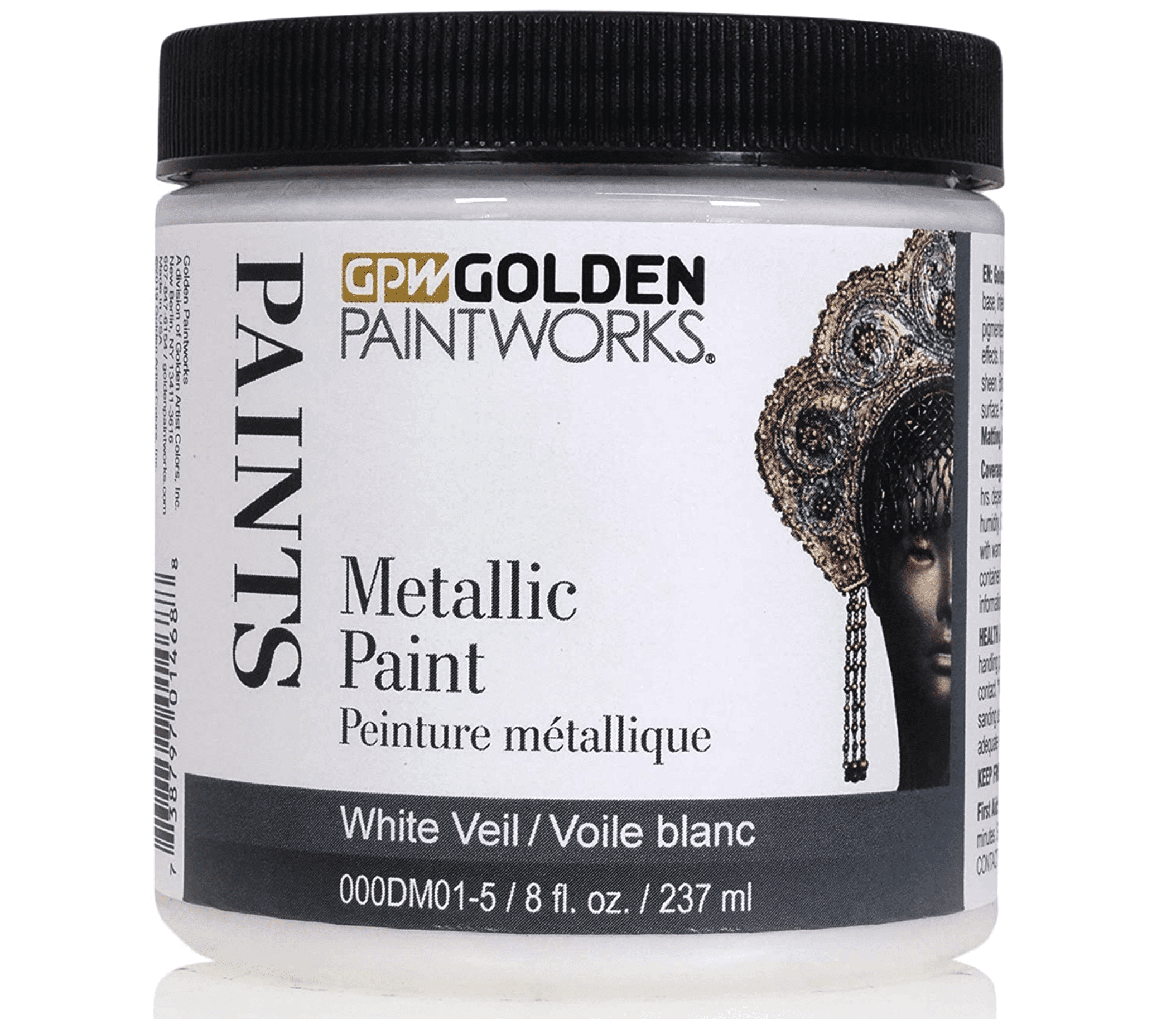 Golden Paintworks Metallic Paint, 8 ounce jar, White Veil (DM01-5)
