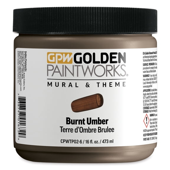 Golden Paintworks Mural and Theme Acrylic Paint - Burnt Umber, 16 oz, Jar