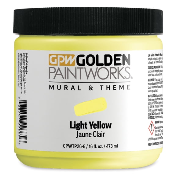 Golden Paintworks Mural and Theme Acrylic Paint - Light Yellow, 16 oz, Jar