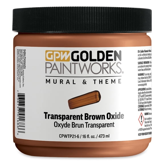Golden Paintworks Mural and Theme Acrylic Paint - Transparent Brown Oxide, 16 oz, Jar