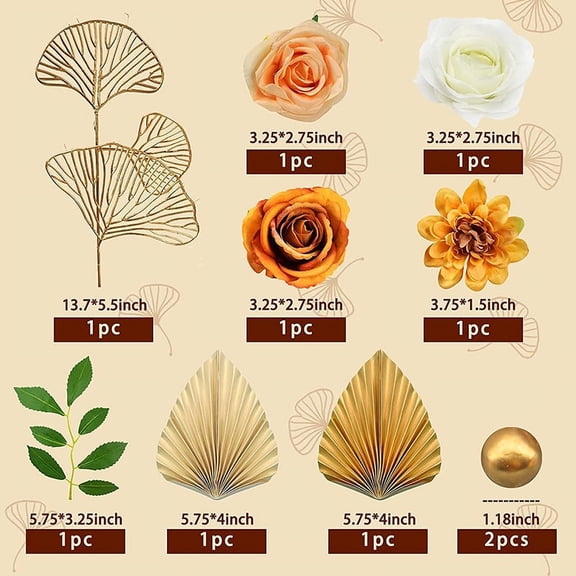 Golden Palm Leaf Decoration Flower For Cake Topper Paper Birthday Happy Party