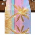 thumbnail image 1 of Golden Palm Tree 108 Inch Table Runner, Rainbow Beach Seaside Farmhouse Dresser Scarf Cotton & Linen Tablerunner for Dining/Kitchen Island/Holiday Party Décor 13" x 108", 1 of 9