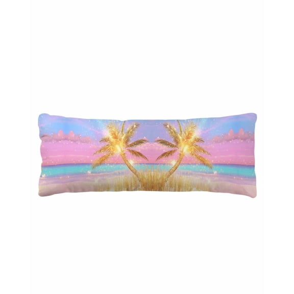 Golden Palm Tree Body Pillow Cover 20 x 54 Inch Decorative Pillow Cover Rainbow Beach Seaside Lumbar Pillowcase Seasonal Rectangle Cushion Case for Couch Sofa Bed Living Room