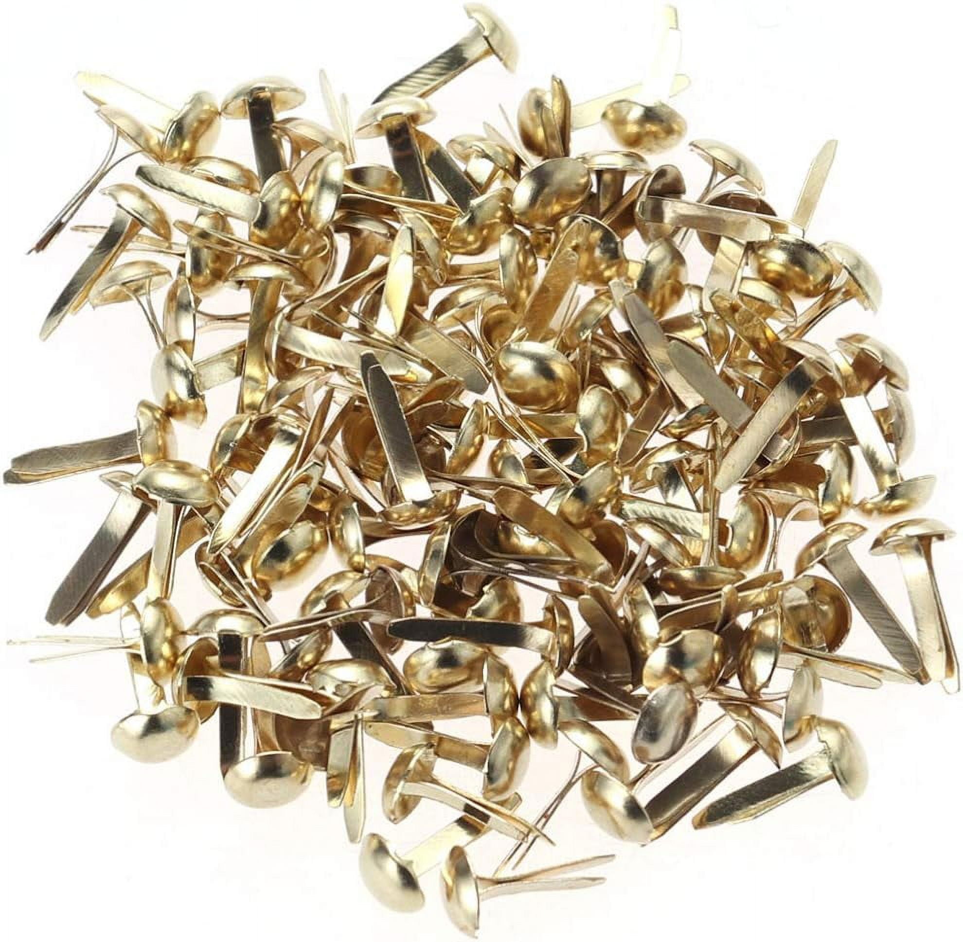 AJulyBee 100 Pcs Mini Brads, Brass Fasteners 20 x 8mm, Brass Metal Paper Fasteners for Craft & Scrapbooking Brad DIY