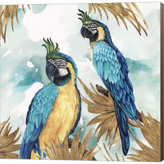 Golden Parrots by Eva Watts, Canvas Wall Art, 24W x 24H