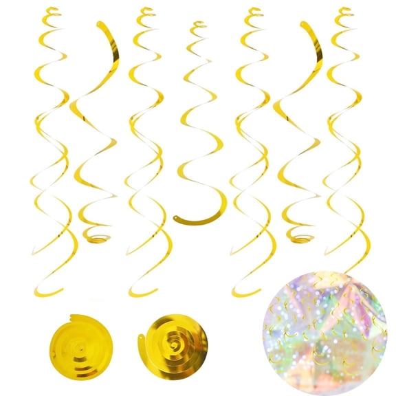 Golden Party Hanging Swirl Decorations,Hanging Swirl Party Decorations,Celebration Spiral Supply for Birthday,Graduation,Wedding(12 Double-Swirls,12 Single-Swirls)