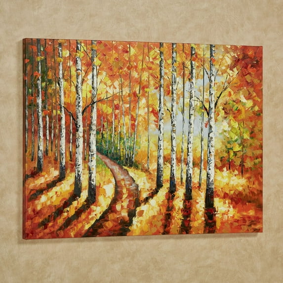 Golden Path Autumn Canvas Wall Art Orange And Gold Tones