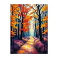 thumbnail image 1 of Golden Path Through Autumn Woods - Painting Autumn Forest Landscape Nature Scenic Woodland Mystical Unframed Wall Art Print 20 x 28 inches, 1 of 4