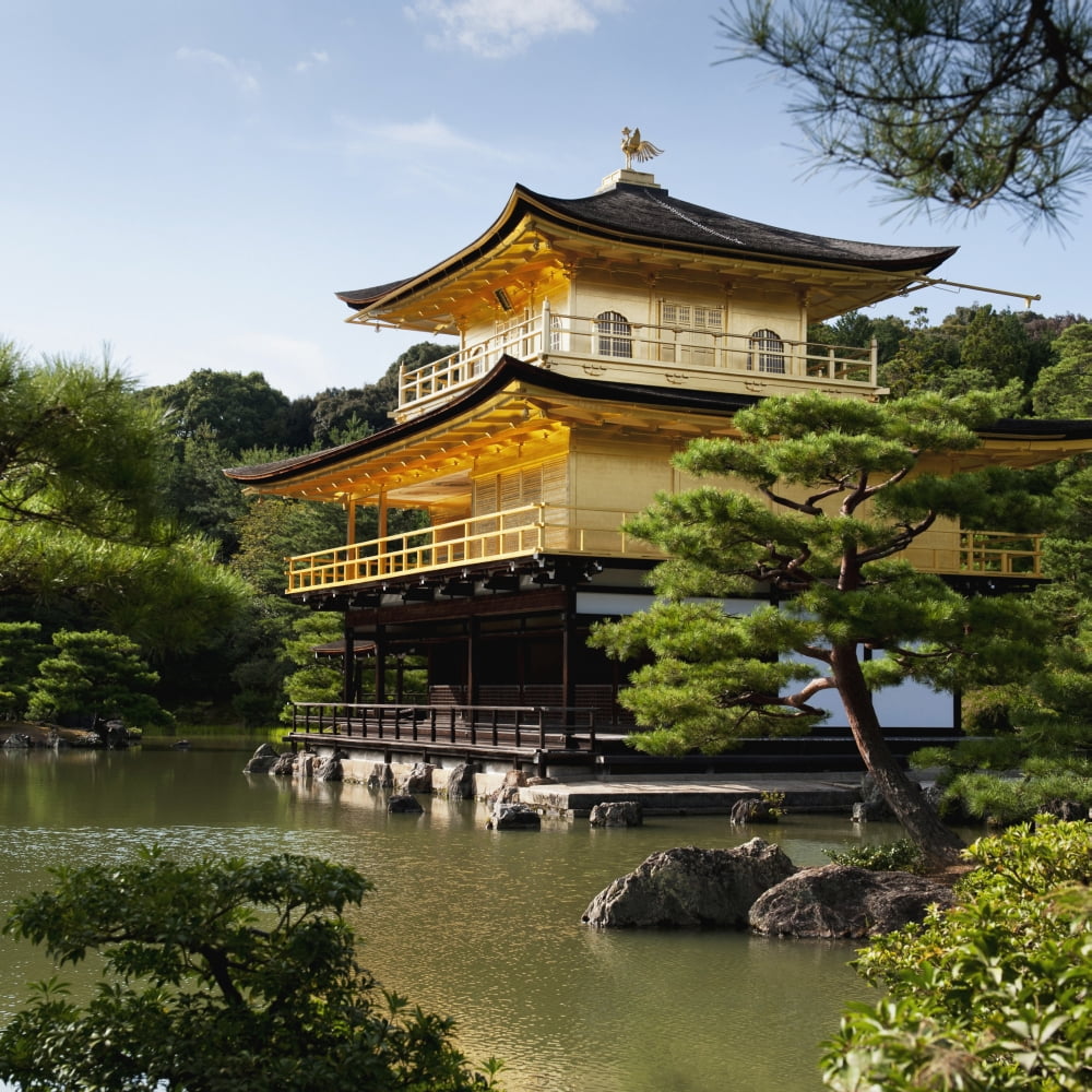 Golden Pavilion A Buddhist Temple Kinkaku Ji Kyoto Japan Canvas Art - Keith Levit Design Pics (15 x 15)