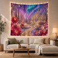 thumbnail image 1 of Golden Pavilion in Enchanted Snowy Garden with Aurora Sky, Dreamy Fantasy Style for Nature Lovers, Magical Home Decor, Housewarming Gift Tapestry Wall Hanging for Living Room and Bedroom, 1 of 7