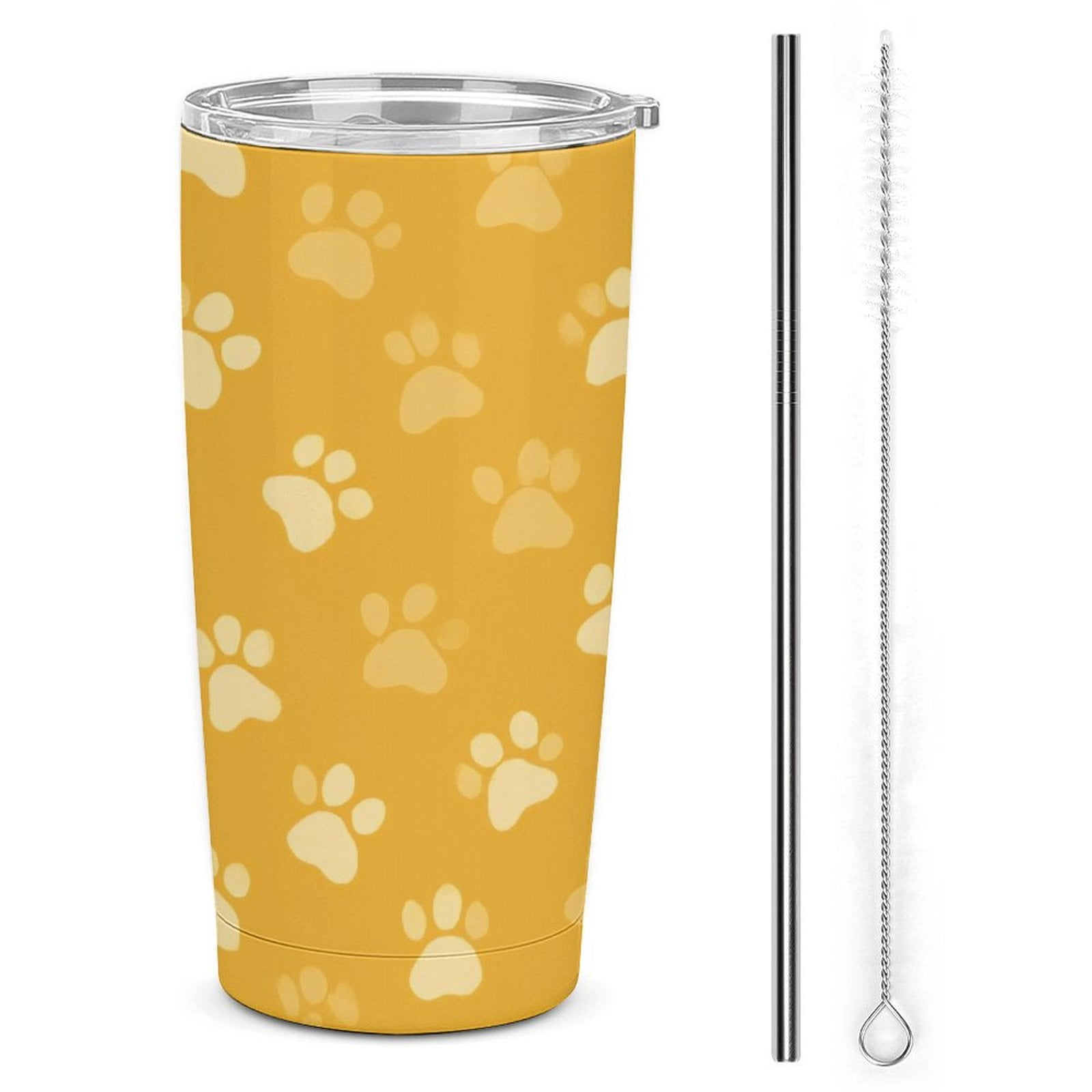 Golden Paw Prints Pattern Tumbler Print 20oz Stainless Steel Coffee Cup ...