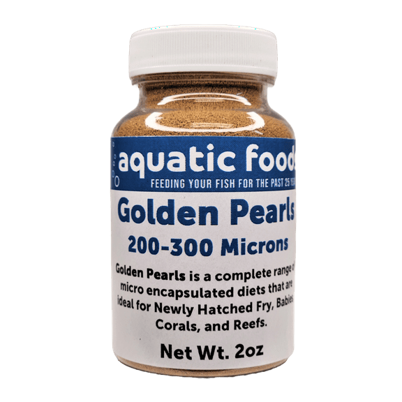 Golden Pearls 200-300 Micron Size For Newly Hatched Fry and Babies of Shrimp, Axolotls, Discus, Cichlids, Catfish, Tetras, Angel Fish, Guppies, Bettas, Goldfish, Corals, Reefs…2oz Bottle
