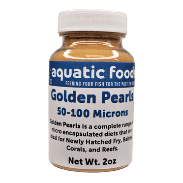 Golden Pearls 50-100 Micron Powder For Newly Hatched Fry and Babies of Shrimp, Axolotls, Discus, Cichlids, Catfish, Tetras, Angel Fish, Guppies, Bettas, Goldfish, Corals, Reefs…2oz Bottle