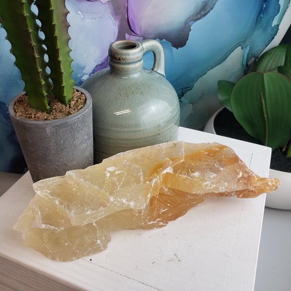 Crystal Joys 1 piece Golden Phantom Selenite Rough 4.01-9"
