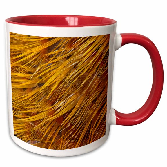3drose, Golden Pheasant Feathers, 15oz Two-tone Red Mug