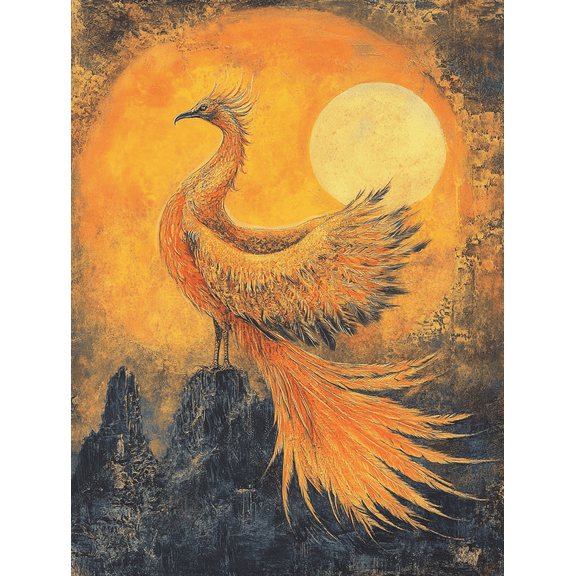 Golden Phoenix Canvas Wall ArtSuitable for Living RoomBedroomOfficeDining Roomand Hallway Decoration.