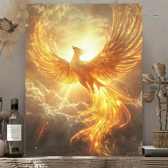 Golden Phoenix Cloud Abstract Art Rustic Art Prints For Bedroom Decor Home Decor Office Wall Art