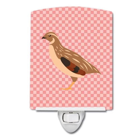 Golden Phoenix Quail Pink Check Ceramic Night Light