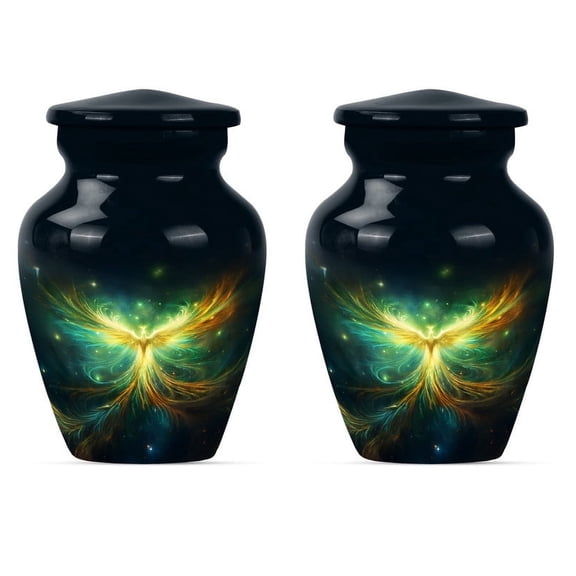 Golden Phoenix Urn, Cremation Urn for Human Ashes, Mini Urns for Human Ashes, Urns for Human Ashes Adult Male, Small Urns for Human Ashes keepsake, Urns for Adult Human Ashes(Size - 3inch, 2 Pcs)
