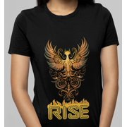 Golden Phoenix t-shirt, Unisex Heavy Cotton Tee, Rising from the ashes shirt, Rebirth art tee, phoenix bird t shirt, Mythical bird tee, Gift