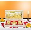Golden Photo Frame With Charan Paduka Pocket Temple For Diwali Gift, House Warming Gifts Return Gift Puja (Jai Jinendra, Large, Fantasy, 24 Cm, 12 Cm)